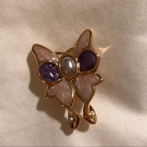 Butterfly enamel brooche pin